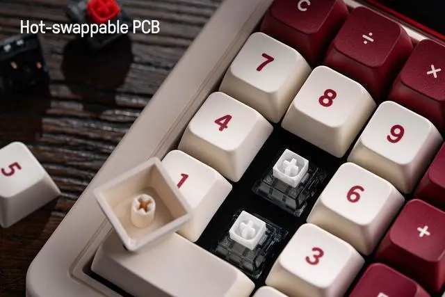 Alt view image 6 of 7 - 18 Keys Retro Mechanical Numpad, Supports PC Numpad & Standard Calculator Mode, Hot-swappable, PC Calculator Shortcut Button, Bluetooth/2.4G/Wired Numpad for Windows and Android - Fami Edition