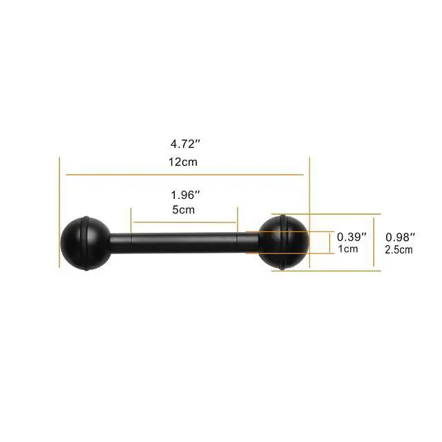 Alt view image 5 of 6 - ZJ15 Scuba Dive Double Ball Joint Arm Aluminum Alloy Ball Head Arm Dive Accessories Underwater Lighting Connector for Diving Photography Video Camera (50mm/2'')