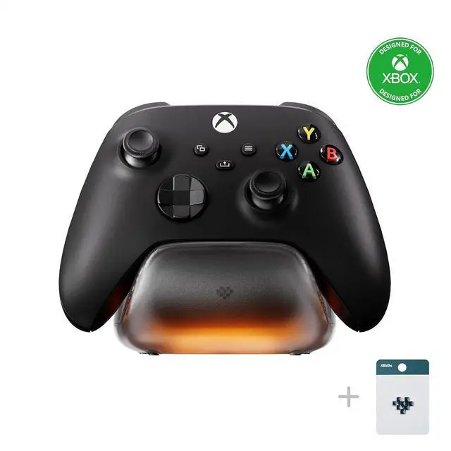 Alt view image 2 of 7 - Charging Dock for Xbox Wireless Controllers, Xbox Charging Station with Magnetic Secure Charging and Light Adjustment for Xbox Series X|S and Xbox One Controller - Officially Licensed (Black)