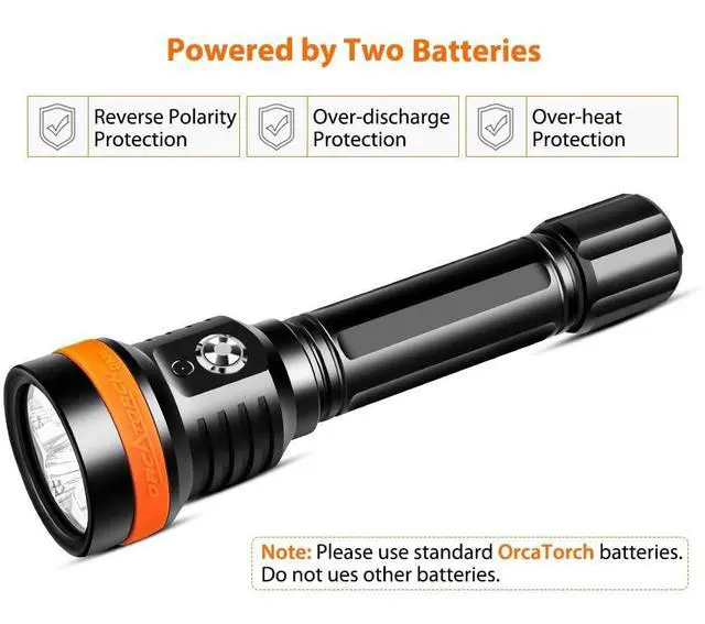 Alt view image 6 of 7 - D850 2500 Lumen Primary Dive Light, 6 Degrees Narrow Beam Technical Underwater Flashlight 5 Imported LED Super Bright Recreational Diving Torch with Battery Indicator, for Under Water Sport