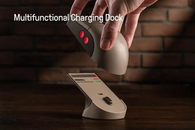 Alt view image 3 of 7 - Retro R8 Mouse with Charging Dock, PAW 3395 Optical Sensor DPI 26K, 4K Polling Rate, Programmable Buttons, HUANO Micro Switches, Ambidextrous - C64 Edition