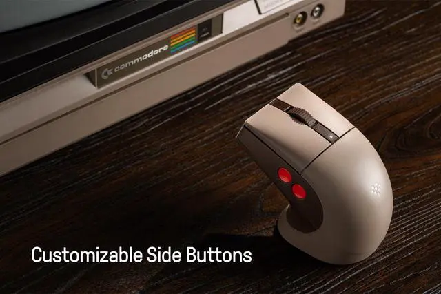 Alt view image 4 of 7 - Retro R8 Mouse with Charging Dock, PAW 3395 Optical Sensor DPI 26K, 4K Polling Rate, Programmable Buttons, HUANO Micro Switches, Ambidextrous - C64 Edition