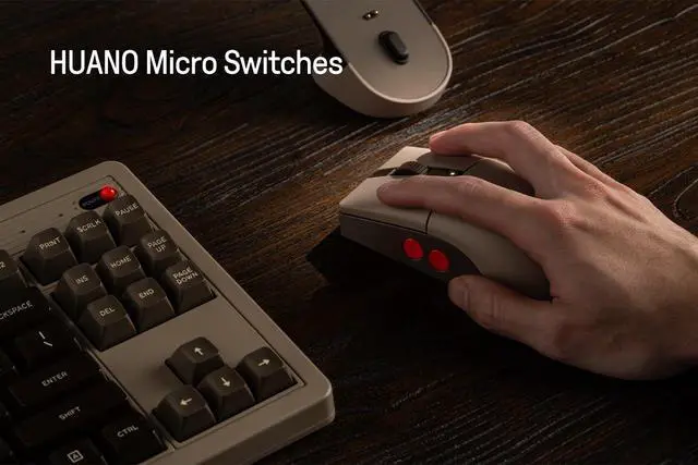 Alt view image 5 of 7 - Retro R8 Mouse with Charging Dock, PAW 3395 Optical Sensor DPI 26K, 4K Polling Rate, Programmable Buttons, HUANO Micro Switches, Ambidextrous - C64 Edition