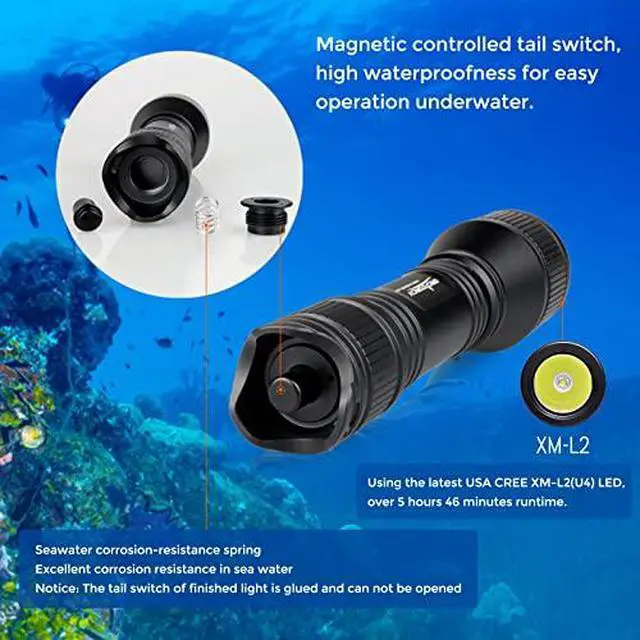 Alt view image 4 of 7 - D550 Dive Light Kit with Magnetic Controlled Tail Switch D530V Diving Video Light Kit with ZJ18 Ball Joint Bracket Bundle