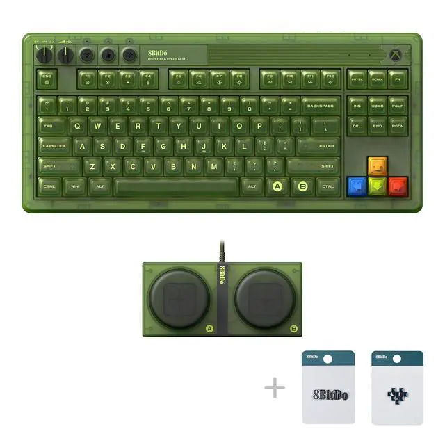 Alt view image 2 of 7 - 87 Keys Retro Mechanical Keyboard Bluetooth/2.4G/USB-C, RGB Backlight, Hot Swappable, Dual Super Programmable Buttons, Volume Knob for PC and Android - Xbox Edition (Officially Licensed)