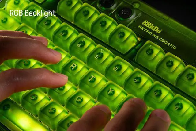 Alt view image 4 of 7 - 87 Keys Retro Mechanical Keyboard Bluetooth/2.4G/USB-C, RGB Backlight, Hot Swappable, Dual Super Programmable Buttons, Volume Knob for PC and Android - Xbox Edition (Officially Licensed)
