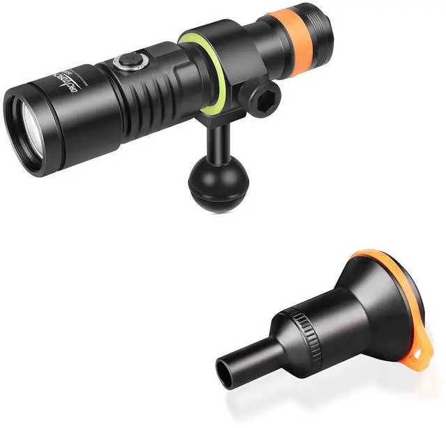 Main image of D530V 1200 Lumen Diving Video Light 120° Super Wide Beam & D530V Aluminum Alloy Video Light Snoot Combo