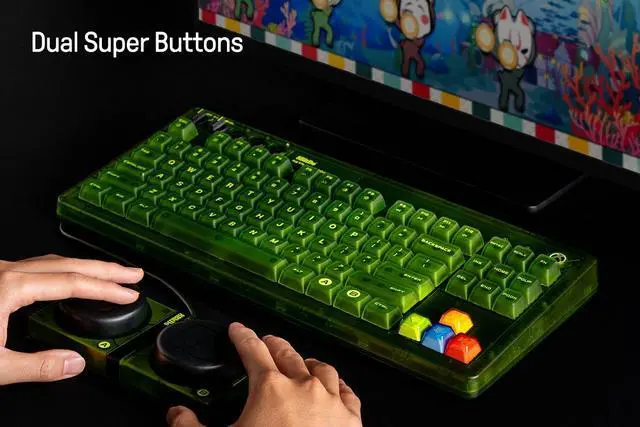 Alt view image 6 of 7 - 87 Keys Retro Mechanical Keyboard Bluetooth/2.4G/USB-C, RGB Backlight, Hot Swappable, Dual Super Programmable Buttons, Volume Knob for PC and Android - Xbox Edition (Officially Licensed)