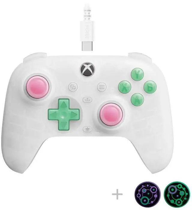 Main image of Ultimate Mini Wired Controller with RGB Lighting Fire Ring, Hall Effect Joysticks and Triggers, for Xbox Series X|S, Xbox One, Windows 10/11 - Officially Licensed (Translucent White)