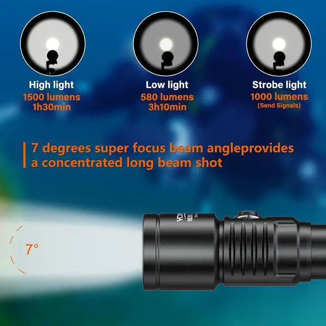 Alt view image 5 of 7 - D530 Dive Light Kit with Titanium Alloy Side Button Switch D530V Dive Light Kit with ZJ18 Ball Joint Bracket Bundle