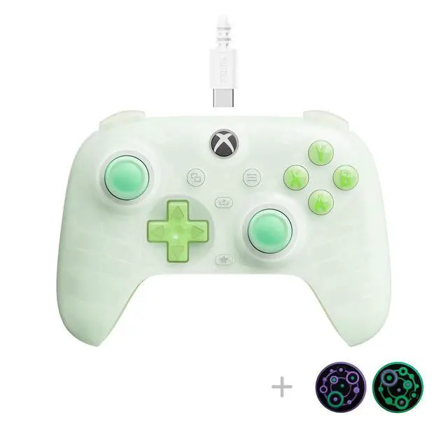 Alt view image 2 of 7 - Ultimate Mini Wired Controller with RGB Lighting Fire Ring, Hall Effect Joysticks and Triggers, for Xbox Series X|S, Xbox One, Windows 10/11 - Officially Licensed (Translucent Green)