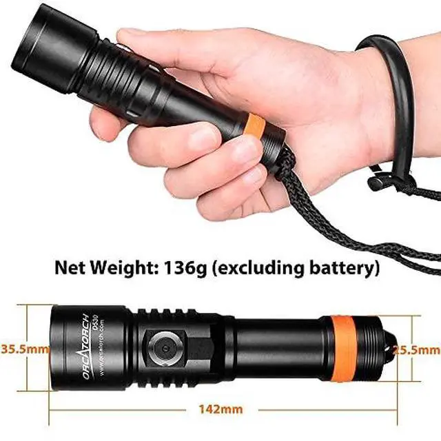Alt view image 5 of 7 - D530 Red LED Dive Light 6 Degrees Narrow Beam Angle & SD03 Dive Beacon 4-Color-in-1 8 Modes Diving Signal Light with Constant Light or Flashing Mode LED Marker Light Bundle
