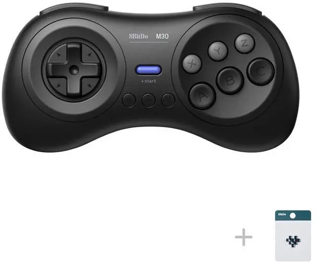 Main image of M30 Wireless Bluetooth Controller Retro Gamepad for Switch, PC Windows, MacOS, Android, Raspberry Pi with Sega Genesis & Sega Mega Drive Style (Black)
