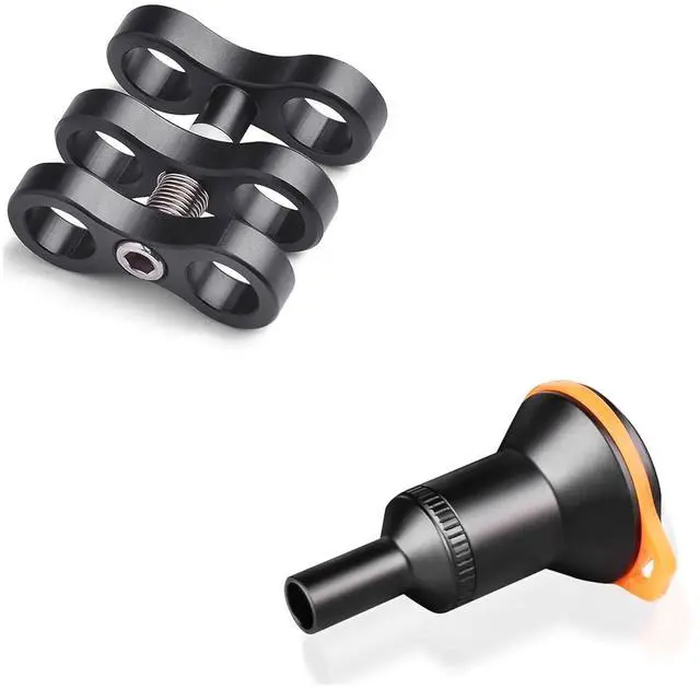 Main image of ZJ13 Aluminum Ball Joint Clamp for Underwater Diving Light Arms Tray & D530V Aluminum Alloy Diving Video Light Snoot for Macro Photography Bundle