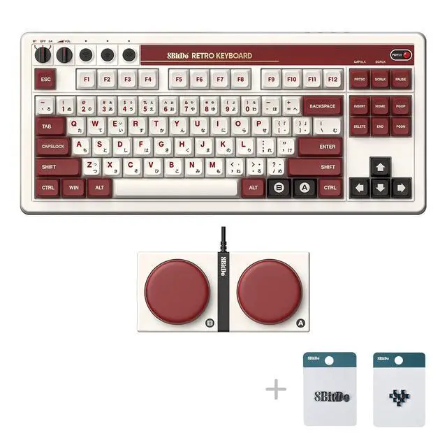 Alt view image 2 of 7 - 87 Keys Retro Mechanical Keyboard Bluetooth/2.4G/USB-C, Hot Swappable, Dual Super Programmable Buttons, Volume knob for Windows and Android - Fami Edition
