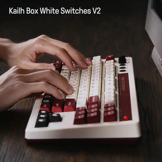 Alt view image 5 of 7 - 87 Keys Retro Mechanical Keyboard Bluetooth/2.4G/USB-C, Hot Swappable, Dual Super Programmable Buttons, Volume knob for Windows and Android - Fami Edition