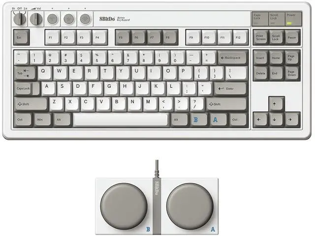 Main image of 87 Keys Retro Mechanical Keyboard Bluetooth/2.4G/USB-C, Hot Swappable, Dual Super Programmable Buttons, Volume knob for Windows and Android - M Edition