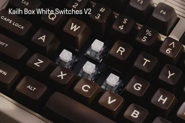 Alt view image 7 of 7 - 87 Keys Retro Mechanical Keyboard, Bluetooth/2.4G/USB-C Hot Swappable Gaming Keyboard with Dual Super Programmable Buttons and Super Stick, Volume knob for Windows and Android - C64 Edition