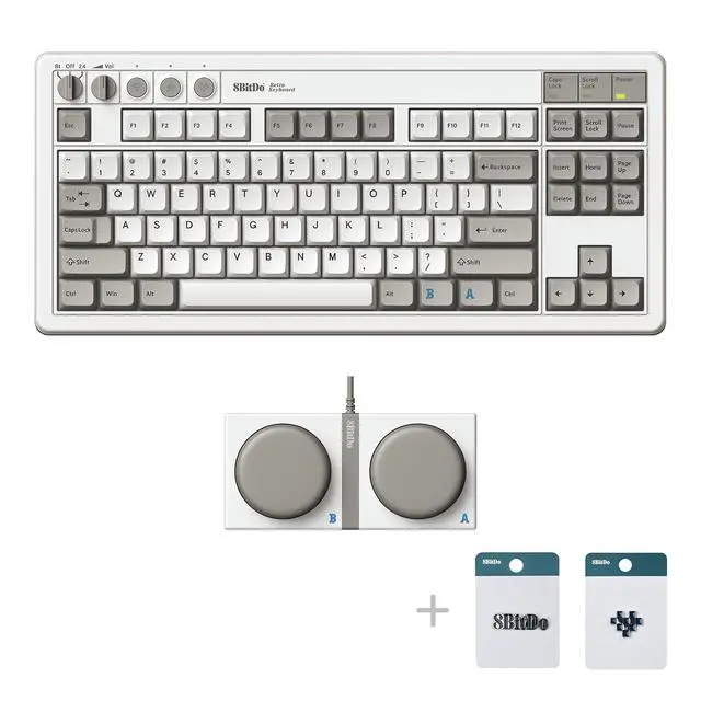 Alt view image 2 of 7 - 87 Keys Retro Mechanical Keyboard Bluetooth/2.4G/USB-C, Hot Swappable, Dual Super Programmable Buttons, Volume knob for Windows and Android - M Edition