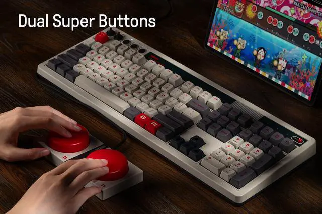 Alt view image 6 of 7 - 108 Keys Retro Mechanical Keyboard Bluetooth/2.4G/USB-C, Hot Swappable, Dual Super Programmable Buttons, Volume knob for Windows and Android - N Edition