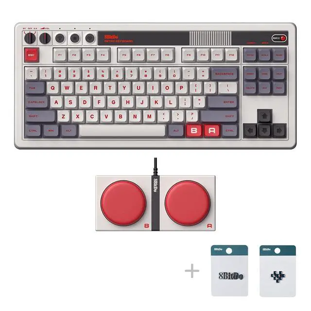 Alt view image 2 of 7 - 87 Keys Retro Mechanical Keyboard Bluetooth/2.4G/USB-C, Hot Swappable, Dual Super Programmable Buttons, Volume knob for Windows and Android - N Edition