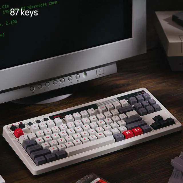 Alt view image 4 of 7 - 87 Keys Retro Mechanical Keyboard Bluetooth/2.4G/USB-C, Hot Swappable, Dual Super Programmable Buttons, Volume knob for Windows and Android - N Edition