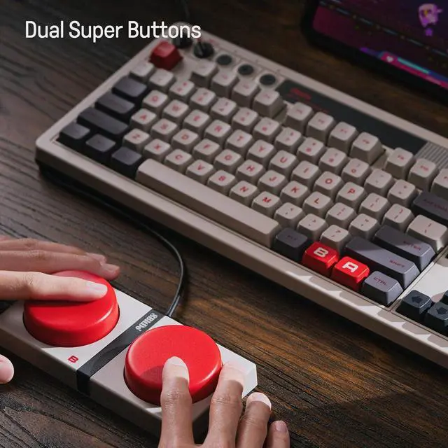 Alt view image 7 of 7 - 87 Keys Retro Mechanical Keyboard Bluetooth/2.4G/USB-C, Hot Swappable, Dual Super Programmable Buttons, Volume knob for Windows and Android - N Edition