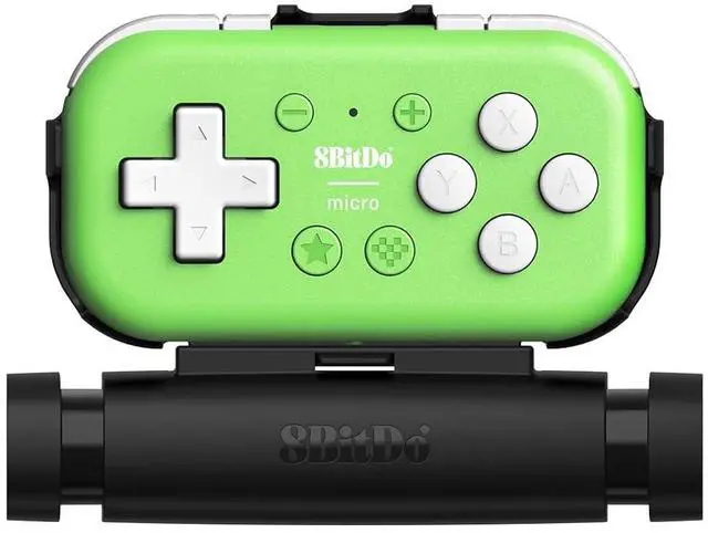 Main image of Micro Bluetooth Gamepad Pocket-Sized Mini Controller with Mobile Clip for Switch, Android, Supports Keyboard Mode (Green)
