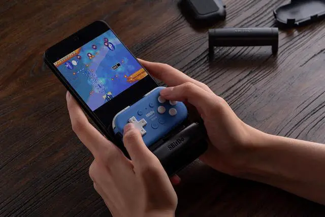 Alt view image 5 of 7 - Micro Bluetooth Gamepad Pocket-Sized Mini Controller with Mobile Clip for Switch, Android, Supports Keyboard Mode (Blue)