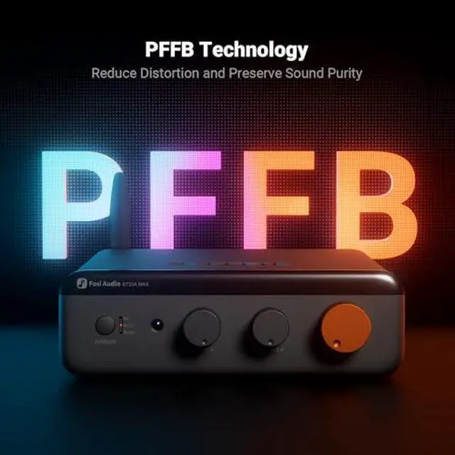 Alt view image 3 of 7 - BT20A MAX Stereo Power Amplifier, 300W x 2 Hi-Fi Audio Amp with PFFB Technology, LDAC Bluetooth 6.0 +Fosi Audio 2RCA to 2RCA Cable 0.9Ft