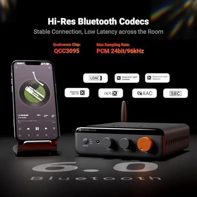 Alt view image 4 of 7 - BT20A MAX Stereo Power Amplifier, 300W x 2 Hi-Fi Audio Amp with PFFB Technology, LDAC Bluetooth 6.0 + Fosi Audio K7 DAC Headphone Amp, Desktop USB C Digital to Analog Audio Converter for Wo