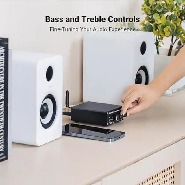 Alt view image 3 of 7 - BT20A Bluetooth Stereo Amplifier, 2 Channel Home Audio Component Amplifiers and GR70 Tube Headphone Amp Preamp Mini HiFi Preamplifier for Home Audio