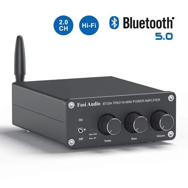 Alt view image 2 of 7 - BT20A Bluetooth Stereo Amplifier, 2 Channel Home Audio Component Amplifiers for Passive Speakers+Fosi Audio BT20A MAX Stereo Power Amplifier, 300W x 2 Hi-Fi Audio Amp with PFFB Technology