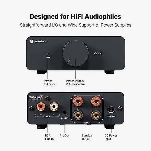 Alt view image 5 of 7 - V3 Stereo Amplifier Home Audio Class D Mini Amp 2 Channel Audio Component and GR70 Tube Headphone Amp Preamp Mini HiFi Preamplifier for Home Audio