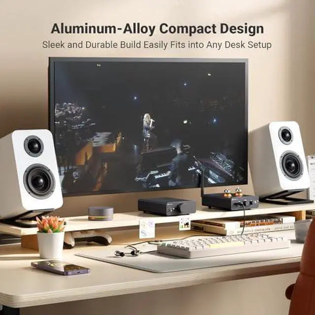Alt view image 4 of 7 - Q6 Mini Desktop DAC, V3 Stereo Amplifier Home Audio 2 Channel Audio Component
