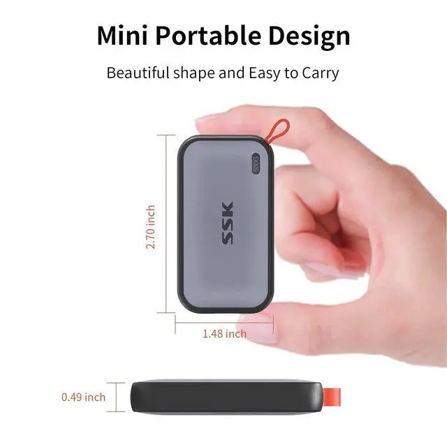 Alt view image 5 of 6 - Portable SSD 500GB External Solid State Drives, up to 1050MB/s USB C SSD External Hard Drive USB 3.2 Gen2 for iPhone 15/16/17Pro, Windows, Mac, Android Phones and Tablets
