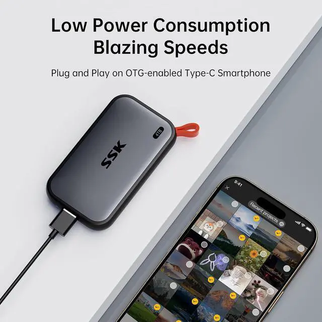 Alt view image 3 of 7 - Portable SSD 4TB External Solid State Drives, up to 1050MB/s USB C SSD External Hard Drive USB 3.2 Gen2 for iPhone 15/16/17Pro, Windows, Mac, Android Phones and Tablets