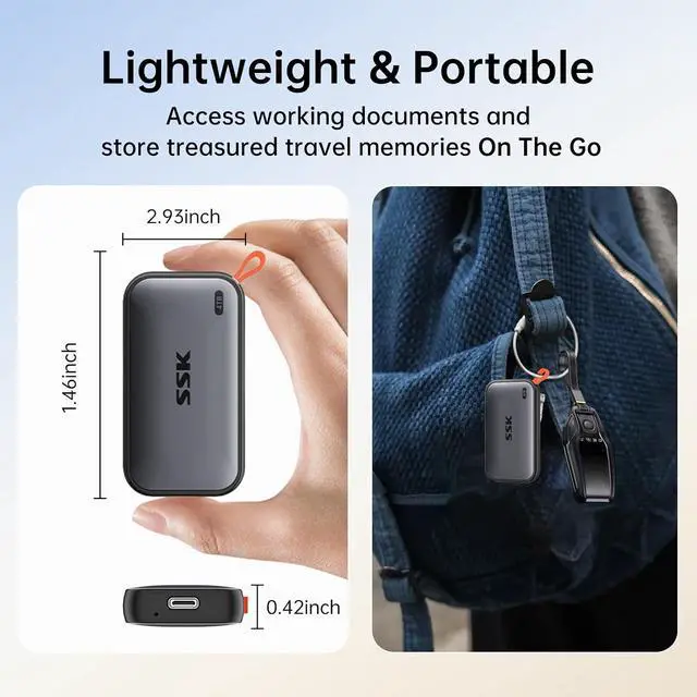 Alt view image 7 of 7 - Portable SSD 4TB External Solid State Drives, up to 1050MB/s USB C SSD External Hard Drive USB 3.2 Gen2 for iPhone 15/16/17Pro, Windows, Mac, Android Phones and Tablets