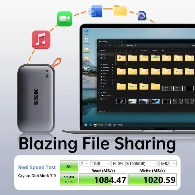 Alt view image 2 of 7 - Portable SSD 2TB External Solid State Drives, up to 1050MB/s USB C SSD External Hard Drive USB 3.2 Gen2 for iPhone 15/16/17Pro MAC PC Android