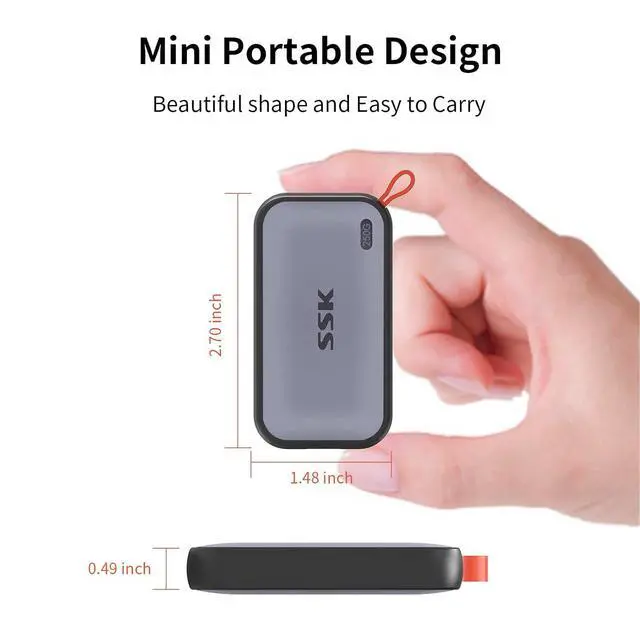 Alt view image 5 of 6 - Portable SSD 250GB External Solid State Drives, up to 1050MB/s USB C SSD External Hard Drive USB 3.2 Gen2 for iPhone 15/16/17Pro, Windows, Mac, Android Phones and Tablets