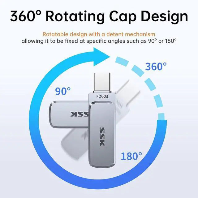 Alt view image 5 of 7 - 64GB Dual USB Flash Drive USB C Thumb Drive, up to 240 MB/s Type-C and USB-A 3.2 FlashDrive Memory Stick, Zinc Pendrive for iPhone 15/16Pro/Win/Android OTG with Water, Dust, and Drop Resistance