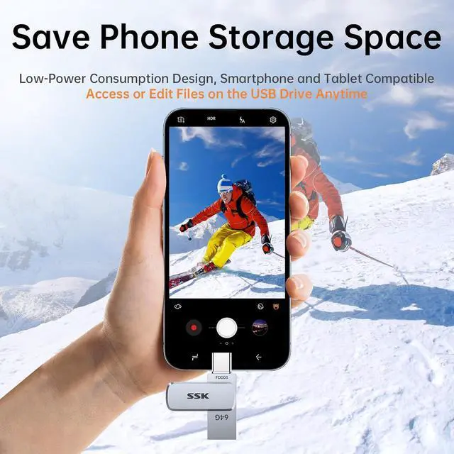 Alt view image 6 of 7 - 64GB Dual USB Flash Drive USB C Thumb Drive, up to 240 MB/s Type-C and USB-A 3.2 FlashDrive Memory Stick, Zinc Pendrive for iPhone 15/16Pro/Win/Android OTG with Water, Dust, and Drop Resistance