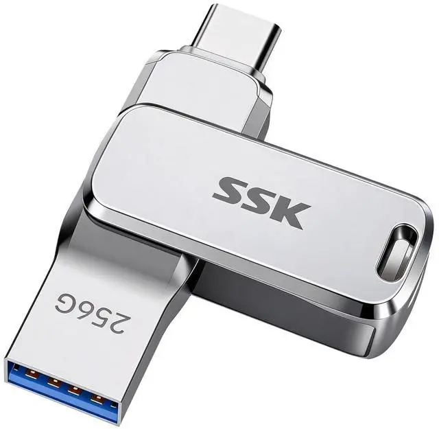 Main image of 256GB Dual USB Flash Drive USB C Thumb Drive, up to 220 MB/s Type-C and USB-A 3.2 FlashDrive Memory Stick, Zinc Pendrive for iPhone 15/16Pro/Win/Android OTG