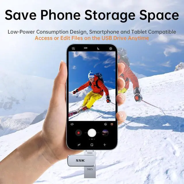 Alt view image 6 of 7 - 128GB Flash Drive USB C Thumb Drive up to 240 MB/s, Dual USB FlashDrive USB-C and A 3.2, Zinc Pendrive Memory Stick for iPhone 15/16Pro/Win/Android OTG with Water, Dust, and Drop Resistance