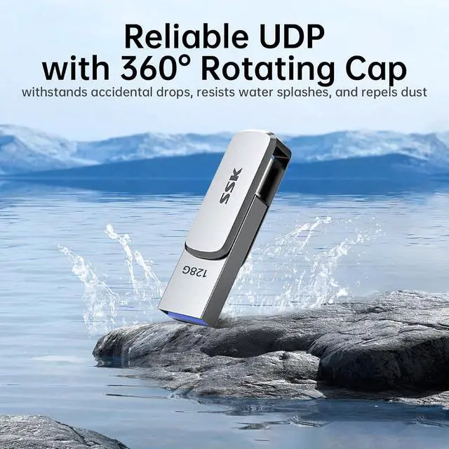 Alt view image 5 of 7 - 128GB Flash Drive USB C Thumb Drive up to 240 MB/s, Dual USB FlashDrive USB-C and A 3.2, Zinc Pendrive Memory Stick for iPhone 15/16Pro/Win/Android OTG with Water, Dust, and Drop Resistance
