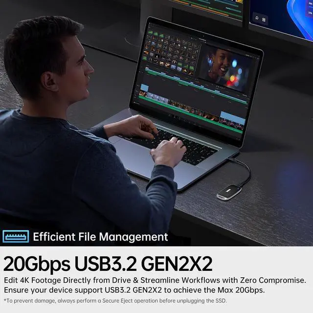 Alt view image 5 of 7 - 2TB SSD External Hard Drive, Portable SSD Drive up to 2000 MB/s, USB 3.2 Gen2X2 External Solid State Drives for iPhone 15/16 PROMacPhone OTGLaptops with LED Indicator