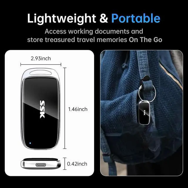 Alt view image 7 of 7 - 2TB SSD External Hard Drive, Portable SSD Drive up to 2000 MB/s, USB 3.2 Gen2X2 External Solid State Drives for iPhone 15/16 PROMacPhone OTGLaptops with LED Indicator