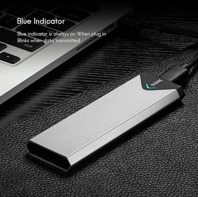 Alt view image 6 of 6 - Aluminum USB 3.2 Gen 1 to M.2 SATA NGFF SSD Enclosure Adapter, External SATA Based M.2 Solid State Drive Enclosure Reader (for M.2 SATA SSD only)