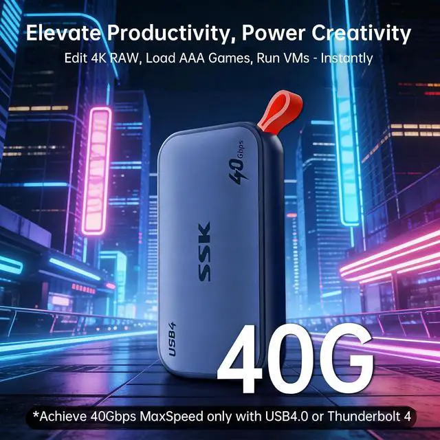 Alt view image 3 of 7 - 2TB USB4 SSD External Hard Drive 40Gbps, External SSD for Thunderbolt 4 up to 4000MB/s, Portable Solid State Drives for iPhone 15/16/17 Pro, Mac, Laptop, Phone OTG, with LED Indicator