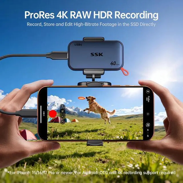 Alt view image 4 of 7 - 2TB USB4 SSD External Hard Drive 40Gbps, External SSD for Thunderbolt 4 up to 4000MB/s, Portable Solid State Drives for iPhone 15/16/17 Pro, Mac, Laptop, Phone OTG, with LED Indicator